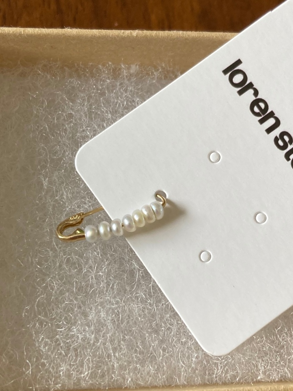 loren stewart mini friendship pearl embellished safety pin earring